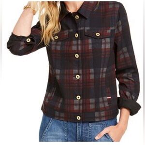 Tommy Hilfiger Plaid Viscose Blend Trucker Jacket Size Small EUC